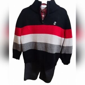 NWT Izod size 2T 3 piece set red/black/ gray top, pants, sweater